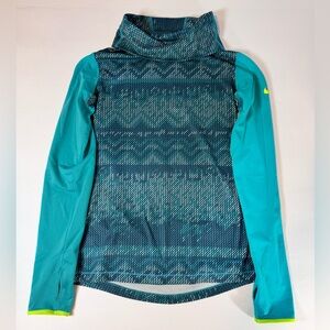 Nike Pro Women's Teal and White Dri-FIT Long Sleeve Turtle Neck Top Size Medium